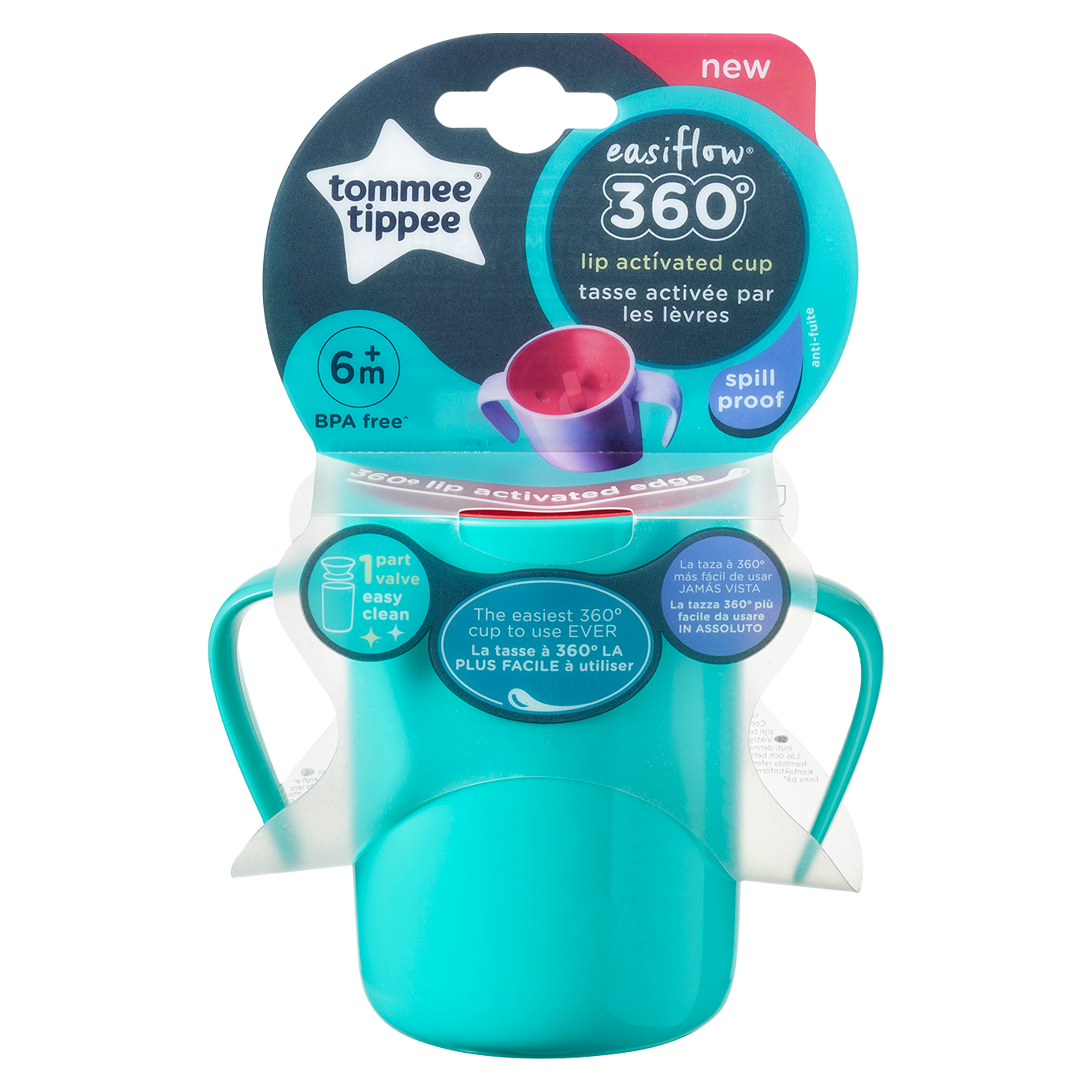 tazza con maniglie e meccanismo anti goccia