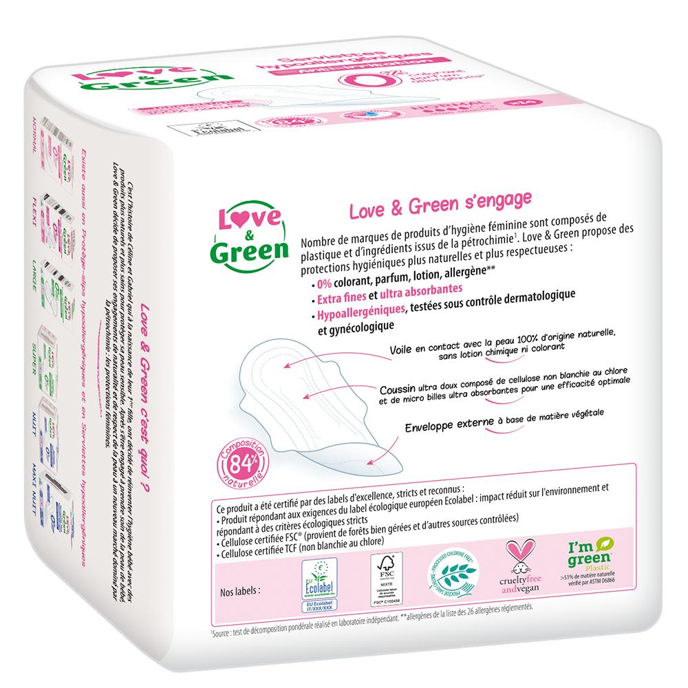 Love and Green - Assorbenti flusso normale con ali - 14pz - immagine 2
