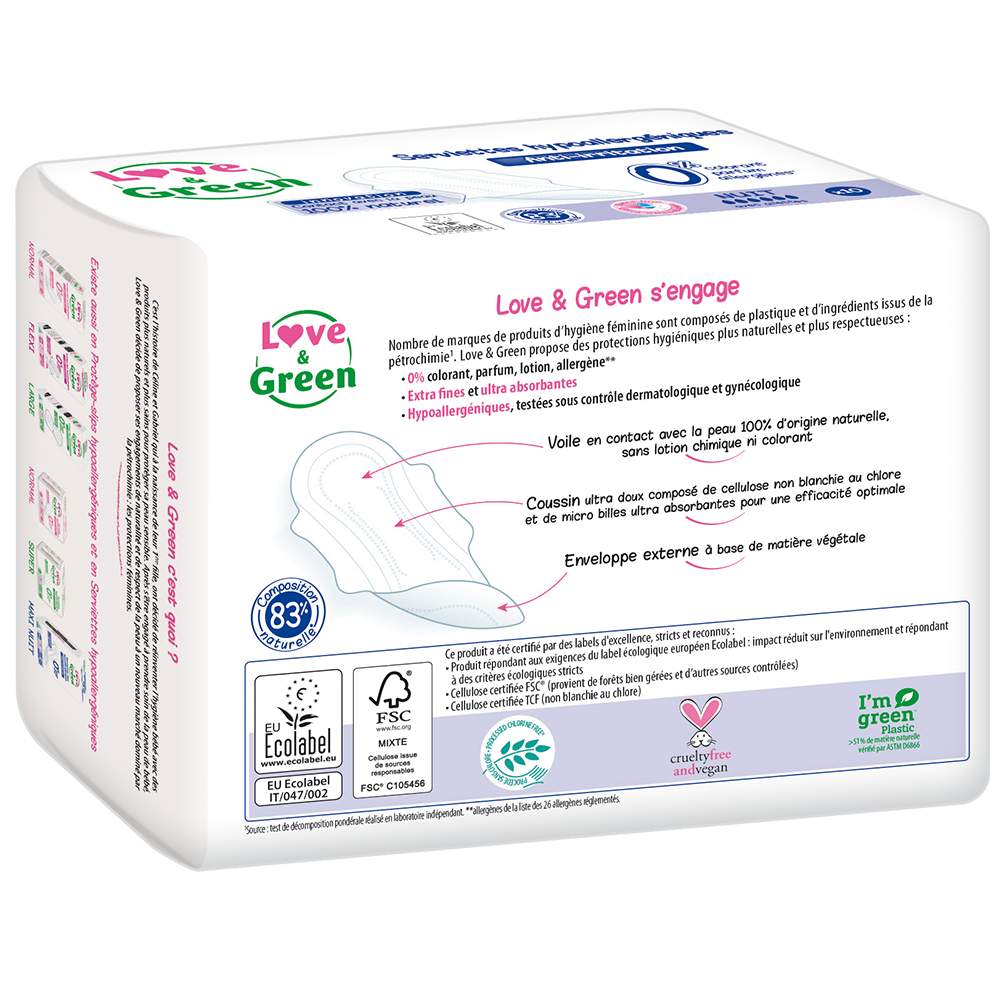 Love and Green - Assorbenti notte con ali - 10pz - immagine 2