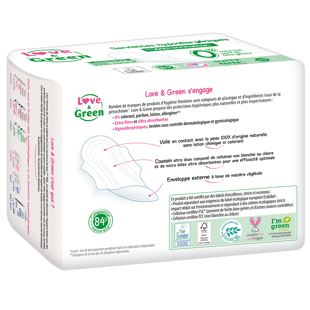 Love and Green - Assorbenti flusso super con ali - 12pz - immagine 2