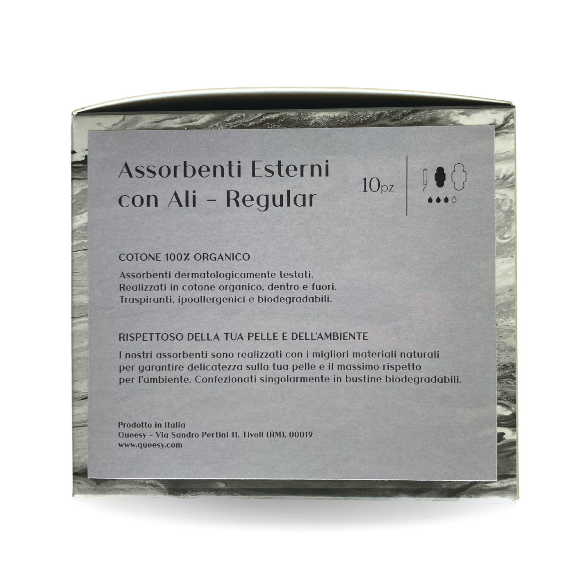 eco assorbenti compostabili in cotone organico Queesy regular