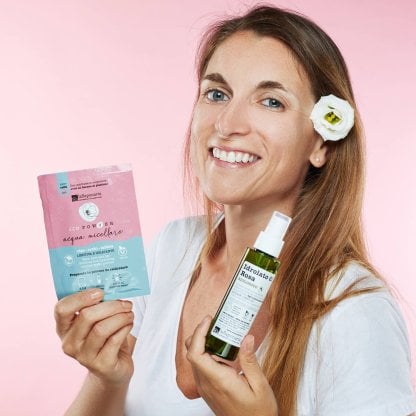 acqua micellare in polvere + idrolato di rosa