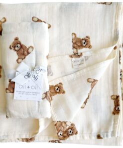 Mussola di cotone e bambù orsacchiotto Alì-Olì